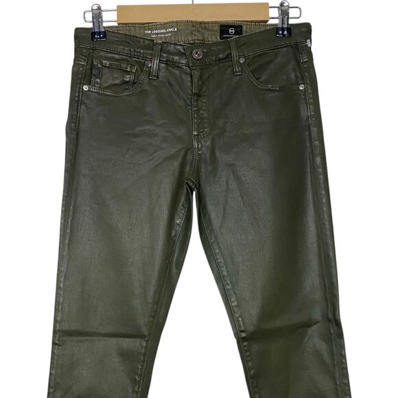 AG Adriano Goldschmied Jeans Womens 27 Green Legging Ankle Faux Leather Pants - Picture 5 of 15